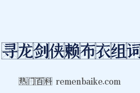寻龙剑侠赖布衣组词是什么意思的图片